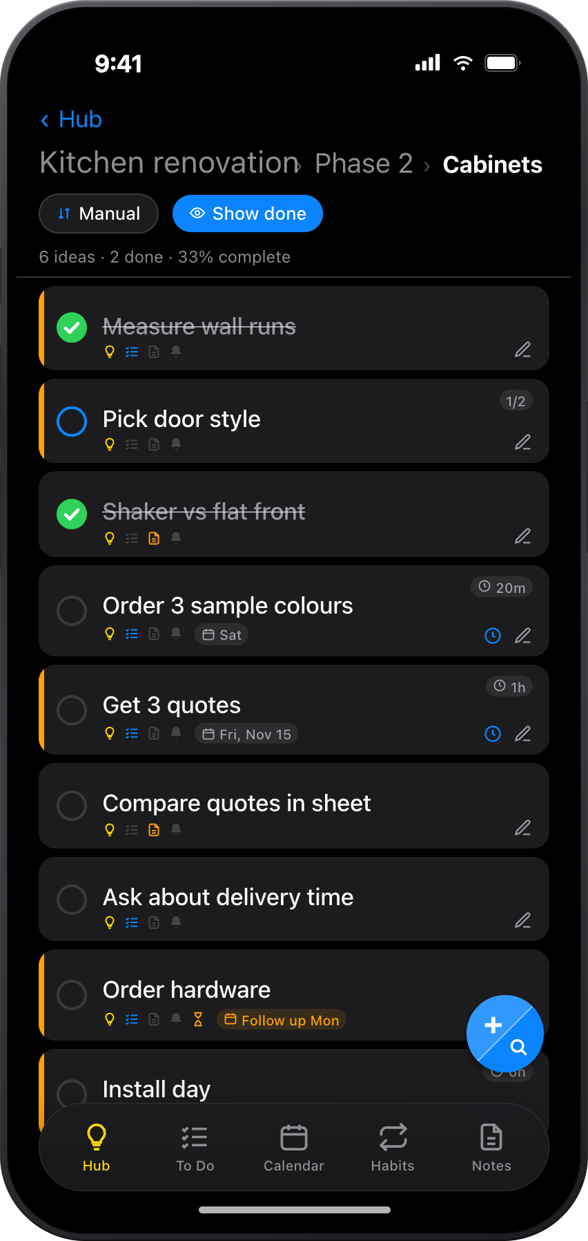 ToBlock infinite nesting with sub-tasks and sub-projects