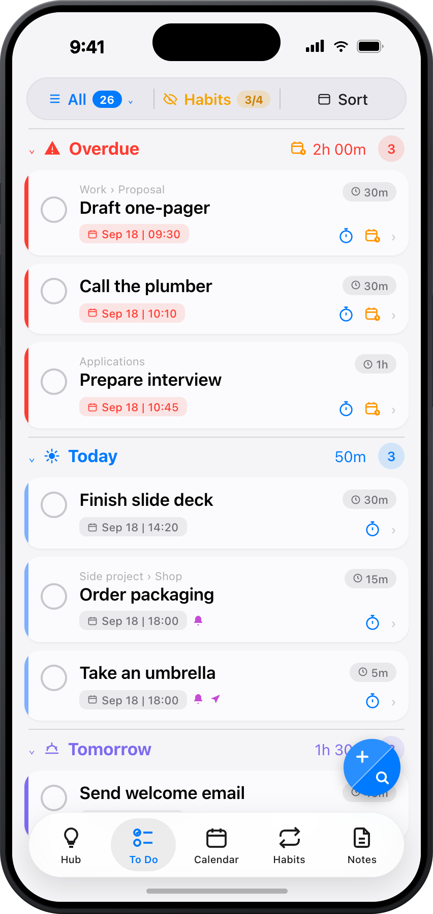 ToBlock to-do list view